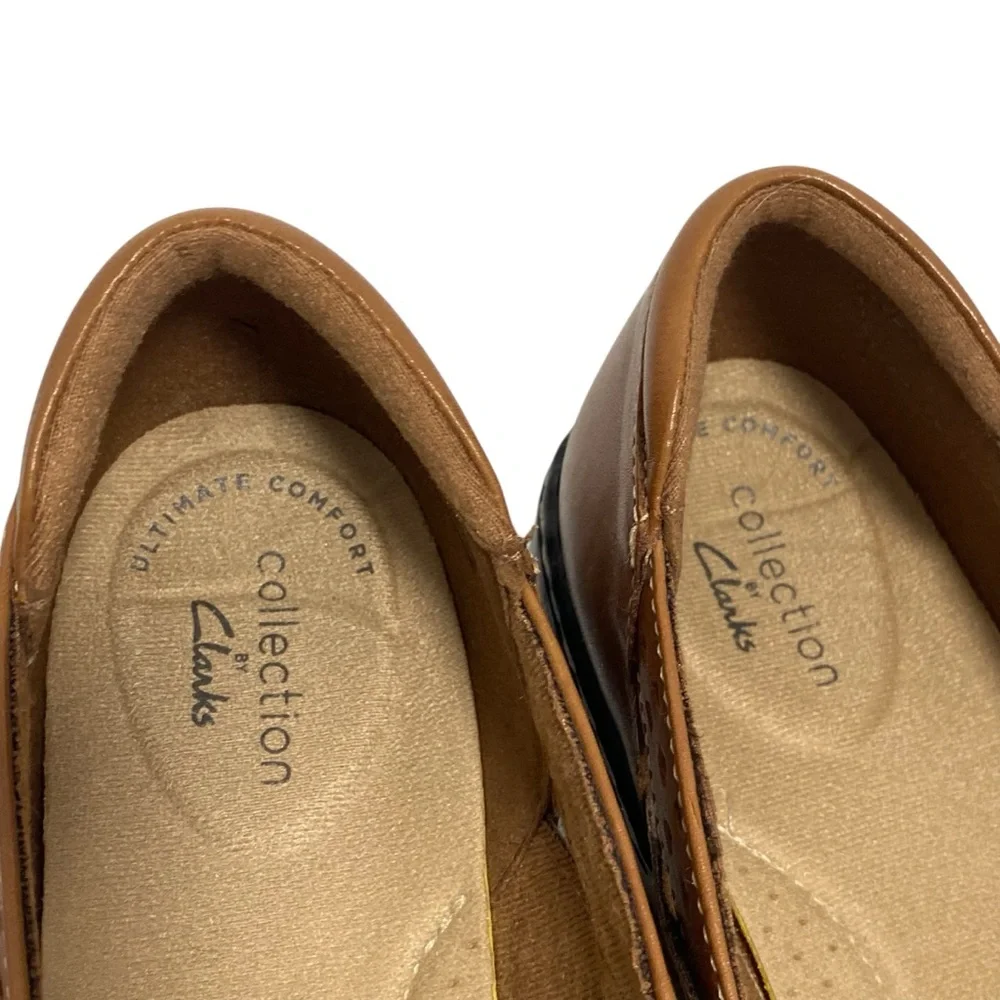 Clarks Ashland Spin Q Brown Leather Flats - Brand New - Size 8